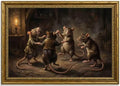 Gold Framed Dancing Rat Wall Art, Dark Academia Canvas Print, 24x16 by Qzzrin