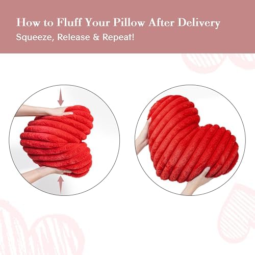AELS Heart Shaped Pillow, Set of 2, Heart Decorative Throw Pillows, Faux Fur Love Pillows, Cute Valentines Day Decorations, Wedding Decor, Living Room Bedroom Nursery Decor, Red, L & M - Image 5