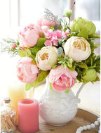 FiveSeasonStuff Artificial Peony Bouquet, Pink, Beige & Green Silk Flowers for Wedding Centerpieces, Bridal Bouquets & Home Decor – Spring Waltz - Image 3