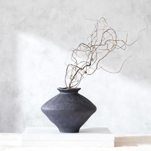 Wabi Sabi Rusty Vintage Vase, 11.4" Tall Wabi Sabi Decor Rustic Farmhouse Pottery Vase for Centerpiece, Textured Pottery Flower Vases for Home Decorative, Table, Living Room (Black, Large) - Image 4