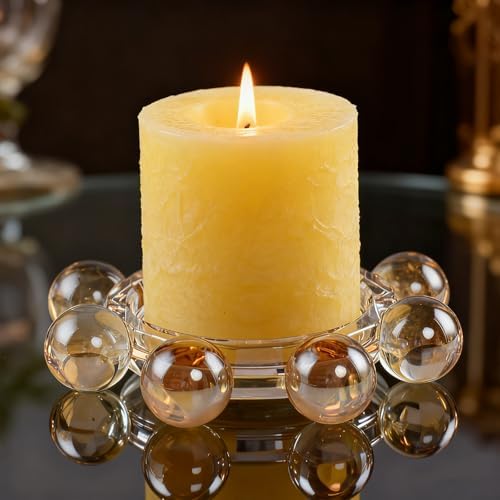 Crystal Candle Holders Pillar Candlestick Decorations for Home Party Dinner Christmas, Suitable for Large Cylindrical Candles, Champagne Color - Image 7