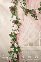 Ling's moment Flower Garland, 5FT Eucalyptus & Rose Dusty Rose & Cream - Image 5
