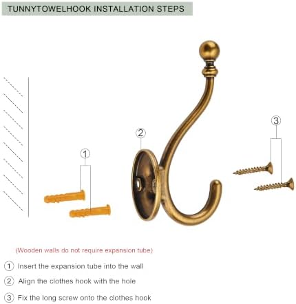 TUNNY Towel Hooks Bathroom - 5 Pack Antique Brass Coat Hook Robe Hooks Decorative Wall Hooks for Bathroom Bedroom Kitchen Towel Robe Clothes Cabinet Closet Bathroom Hardware - Image 3