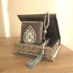 VOGUEHOMEDECOR Velvet Covered Quran Tasbeeh Islamic Gift Set | Holy Prayer Beads Wooden Box Birthday, Wedding Islam Graduation Muslim Favor Eid, Ramadan (Grey) Small Size / (6 x 6 in) Box-(3.8 4.85 - Image 2
