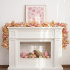 GAGEC 1Pcs 5.7FT Pink Fall Garland with Lights Pink Fall Decor Artificial Pumpkin Garland Without Battery Autumn Vine Decorations for Mantle Fireplace Porch Thanksgiving Decor - Image 6