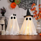 Halloween Lighted Ghost Decorations Set of 2 – Spooky Cute Fabric Ghosts with LED Lamp for Indoor Tabletop, Mantel, Shelf, or DIY Creepy Holiday Displays - Image 6