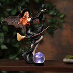 Comfy Hour 9 Inch Dark Fairy Witch Figurine, Sorceress Statue with Black Cat on Broom, Gothic Shelf Decor, Hand-Painted Polyresin Fantasy Sculpture, 1 Piece - Image 3