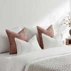 DEZENE Pack of 2 Dusty Pink Decorative Throw Pillow Covers 24x24 Cozy Soft Chenille Accent Vintage Square Couch Pillow Covers for Home Decor Bed Sofa Living Room - Image 5