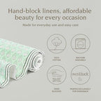 Over&Back 18x108 Hand-Blocked Printed Cotton Table Runner - Washable Table Runners for a Custom Home Decor Tablescape - Perfect for Coffee Table, Dinner Table, Living Room, and More - Green Leaf - Image 2