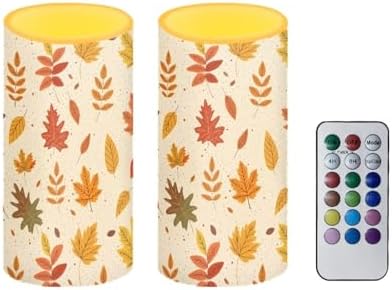 Maple Leaf Candles Battery Operated Flameless Candles with Remote Fall Decorations LED Fake Candles for Home Bedroom Harvest Holiday Thanksgiving Table Decor 3 inch Set of 2 - Image 2