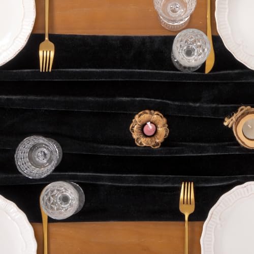 4 Pack Black Velvet Table Runner Cloth Fall Luxurious Wedding Party Decor - Image 5