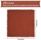 Pesonlook 24 Pcs Terracotta Cotton Linen Napkins with Fringe, 16x16 Inches - Image 3