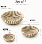 YMXYJM Decorative Bowl Set of 3, Fluted Resin Bowls for Home Decor, Beige - Image 2
