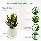 Fake Snake Plant 22" Tall, Realistic Touch Leaves, Potted Artificial Plants Indoor for Home Decor Small Office Home Living Room-Yellow - Image 2