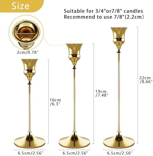 Candlestick Holders Gold, 9 Packs Taper Candle Holder for Candlesticks, Candle Sticks Holder Decor for Home Decor - Image 3