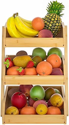 Merysen 3-Tier Bamboo Fruit Basket for Kitchen Countertop, Self-assembly - Image 6
