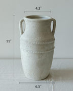 11" Vintage Ceramic Vase with Handles, Rustic Farmhouse Home Decor - Image 2