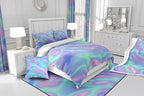 Kids Ombre Gradient Comforter Full, Colorful Tie Dye Bedding Set For Girls, Trippy Green Purple Duvet Insert, Watercolor Pastel Batik Quilt, Gradient Ombre Bedding Comforter Sets With 2 Pillowcases - Image 7