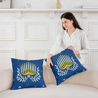 Erosebridal Hanukkah Hexagram Stars Throw Pillow Covers Six-Pointed Star Candlestick Pillow Cases 24X24 Inch for Sofa Bed Couch,Watercolor Candle Lights Decorative Cushion Covers, Blue and White 2Pcs - Image 3