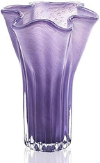 8'' Blown Glass Flower Vase, Decorative Modern Vase Centerpieces (Purple) by QFkris