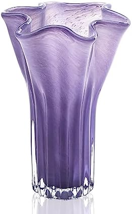 8'' Blown Glass Flower Vase, Decorative Modern Vase Centerpieces (Purple) by QFkris