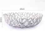 10-Inch White Resin Coral Bowl, Handcrafted Hollow Carved Coastal Art Decor - Image 3