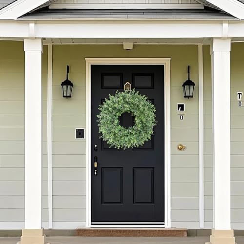 26'' Artificial Eucalyptus Wreath with Seeds for Front Door Decor(Green) - Image 3