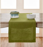 Solino Home 100% Pure Linen Table Runner Avocado Woven, 14 x 90 in by SolinoHome