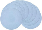 SHACOS Round Braided Placemats Set of 8 Washable 15 inch Round Non Slip Table Place Mats for Dining Tables Wedding Party Decor (Light Blue, 8) by SHACOS