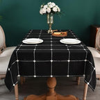 Zobesta Linen Table Cloth Black Checkered Tablecloth Rectangle 98x53 Inch by ZOBESTATABLECLOTH