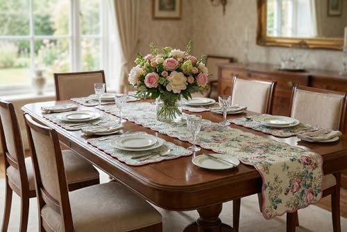 English Garden Luxury Handcrafted Placemats (Reversible) Cotton Quilted Fabric Machine Washable – Set of 6 – Elegant Home Decor – 14 x 19 inches - Bloom Collection - Image 7