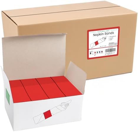 NATURALABEL Self-Adhesive Napkin Bands, Bulk Pack of 20,000, Red by NATURALABEL