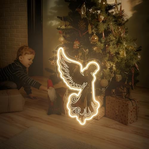 Kneeling Angels Neon Sign, Elegant Angel LED Neon Light Sign for Christmas Tree Decoration Dimmable USB Powered, Holy Glow Light Up Sign for Wall Home Holiday Church Décor & Customizable Gift - Image 5