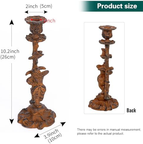 Sungmor Vintage Cast Iron Candle Holder, 10.2in White Duke Figurine Design - Image 4