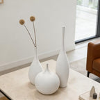 White Ceramic Vase Set of 3, Modern Boho Vases for Centerpiece Decor, Matte Minimalist Decorative White Vases Home Decor, for Living Room, Bookshelf, and Entryway Table Decor - Image 6