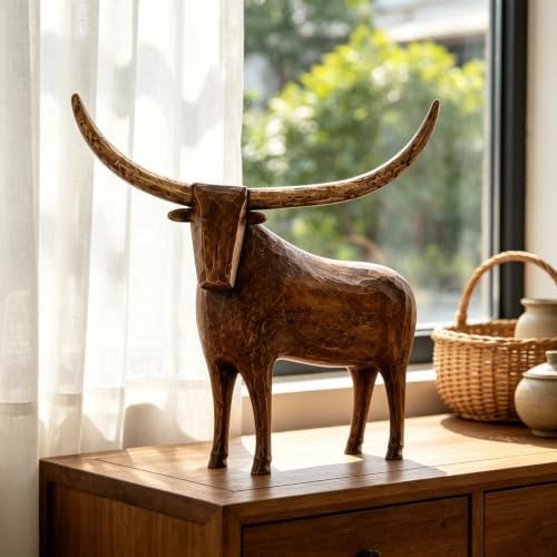Vintage Longhorn Bull Sculpture - Image 5
