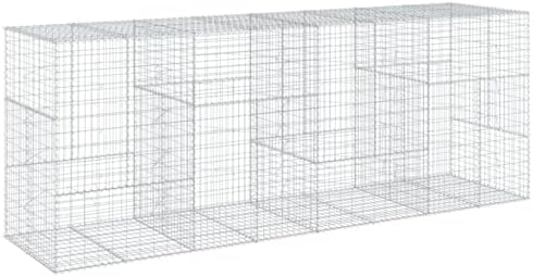 vidaXL Gabion Basket with Cover - Large, Durable, Versatile Outdoor Use - Galvanized Iron, - Freestanding 157.5"x39.4"x59.1" for Landscaping, Privacy Screens by vidaXL