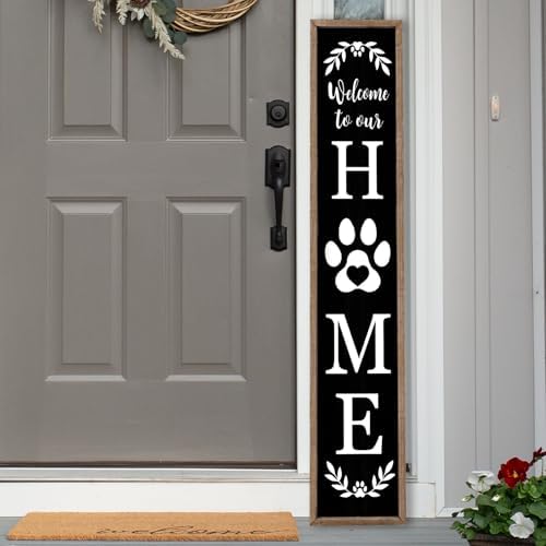 Welcome To Our Home Standing Sign 45"X9" Wood Black by LuZhiQiang