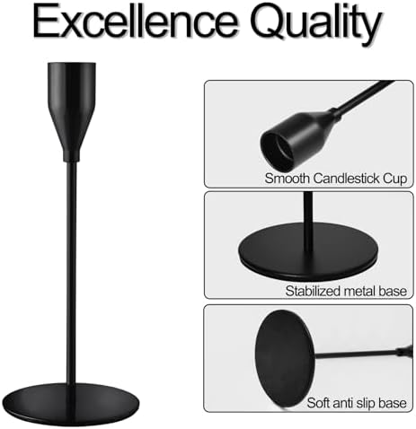 Black Candlestick Holders, Metal Taper Candle Holders,Bulk Set of 15 - Image 3