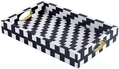 Handicrafts Home Resin Inlay White Decorative Serving Ottoman Tray, 17x11 by HandicraftsHome