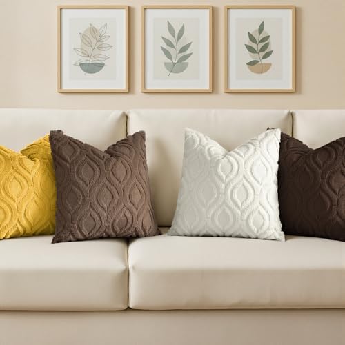 decorUhome Faux Fur Plush Soft Brown Throw Pillow Covers 26x26 Set of 2 - Image 4