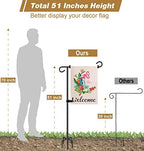 51 Inch Tall Garden Flag Stand Holder with 5 Prong base, Yard Flag Pole Holder for 12x18 Outdoor Small Flag Decor with Two Spring Stoppers and a Tiger clip, 2 Pack - Image 2