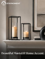 Black Lantern Decorative Indoor Outdoor, Set of 2 Candle Holder - Image 5