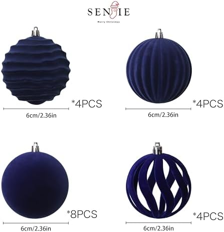 20Pcs Velvet Ornaments for Christmas Tree,2.36In Christmas Ornaments Set - Image 4