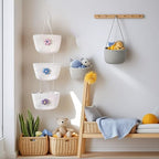 Hanging Basket, Over Door Organizer, 3 -Tier Wall Basket with Hooks - Image 3