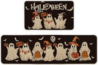 Artoid Mode Ghost Bat Black Halloween Kitchen Mats Set of 2-17x29+17x59 by ArtoidMode
