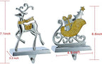 Set of 4 Deer Christmas Stocking Hangers for Mantel Xmas Stocking Hooks for Fireplace Mantle,Metal Free Standing Indoor Sleigh Stocking Holder for Christmas Decorations (Reindeer and Sleigh Set) - Image 5
