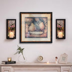 Black Gothic Wall Candle Sconces Set of 2 with Real Glass Mirror - Image 3