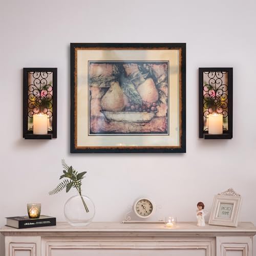 Black Gothic Wall Candle Sconces Set of 2 with Real Glass Mirror - Image 3