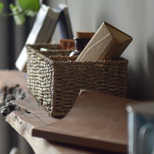 StorageWorks Wicker Toilet Basket Tank Topper, Seagrass Storage Baskets - Image 5